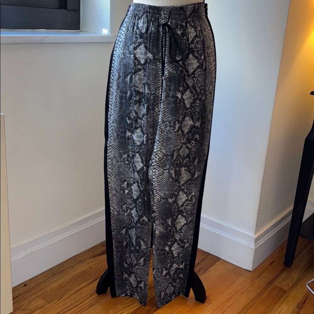 Rebecca Taylor Python Snakeskin Drawstring Pants with Black Details